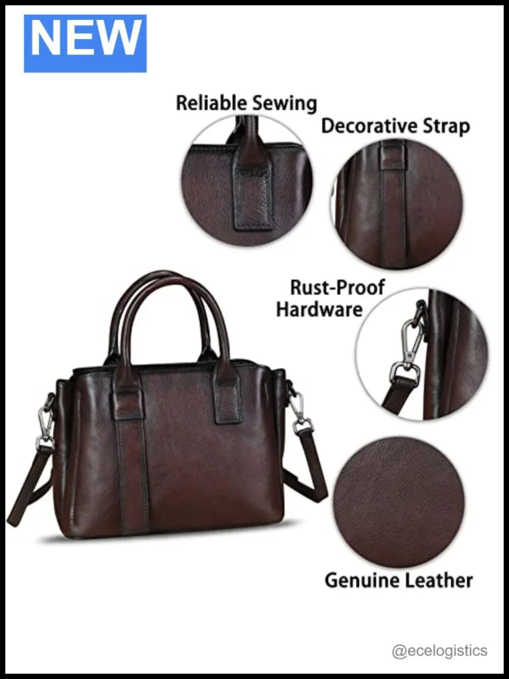 Genuine Leather Satchel Top Handle Women Hobo Handbag Vintage Crossbody Purse